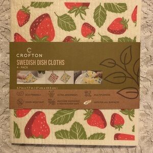 Crofton Swedish Dish Cloths - Red and Green Strawberry Design